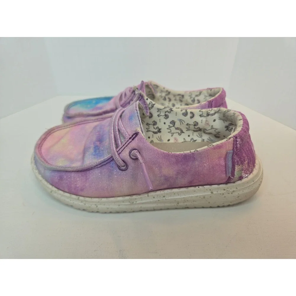 Hey Dude Wendy Youth Unicorn Dreamer Tie Dye Purple Shimmer Shoes Size 11